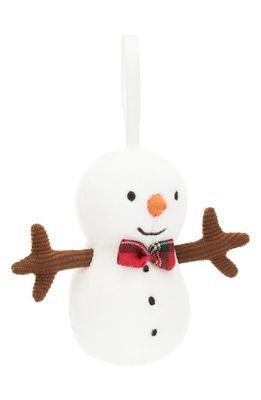 Jellycat Festive Folly Snowman Plush Ornament in White