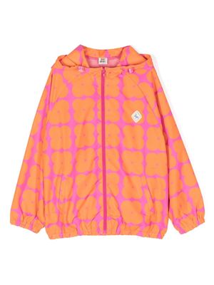 JELLYMALLOW clover-print hooded windbreaker - Pink