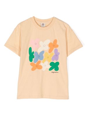 JELLYMALLOW floral-print cotton T-shirt - Yellow