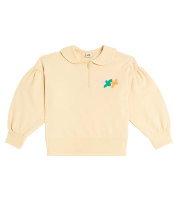 Jellymallow Flower cotton jersey half-zip sweatshirt