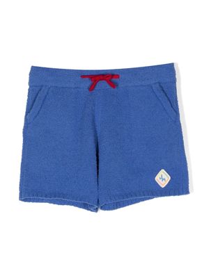 JELLYMALLOW logo-appliquéd bouclé shorts - Blue