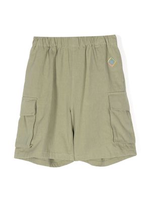 JELLYMALLOW logo-embroidered cotton cargo shorts - Green