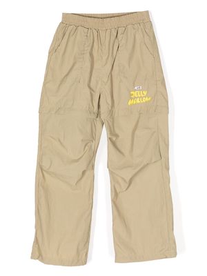 JELLYMALLOW logo-print parachute trousers - Neutrals