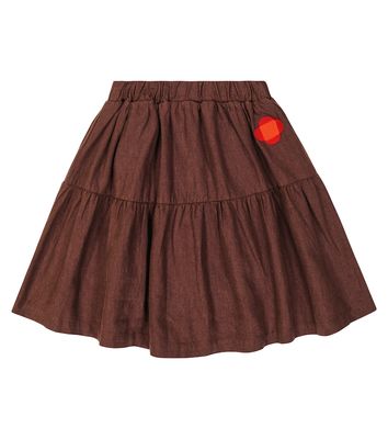 Jellymallow Ruffled linen and cotton-blend skirt