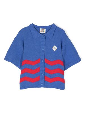 JELLYMALLOW wave-pattern bouclé top - Blue