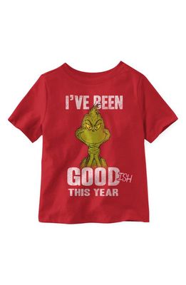 Jem Kids' Goodish Grinch Cotton Graphic T-Shirt in Red