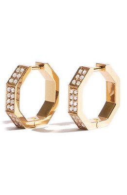 JEM Paris Octogone Lab Created Diamond Huggie Earrings in 18K Yellow Gold/Lab Diamonds