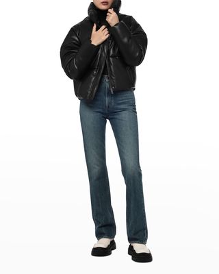 Jemma Vegan Leather Short Puffer Jacket