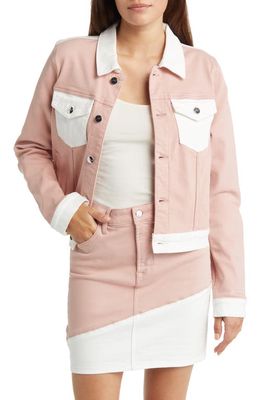 JEN7 by 7 For All Mankind Colorblock Crop Trucker Jacket in Color Block Rose