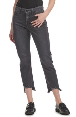 JEN7 by 7 For All Mankind Destroyed Step Hem Ankle Straight Leg Jeans in Washed Black