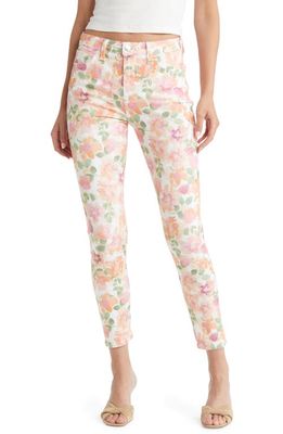 JEN7 by 7 For All Mankind Floral Print Mid Rise Ankle Skinny Jeans in Waterclr Floral