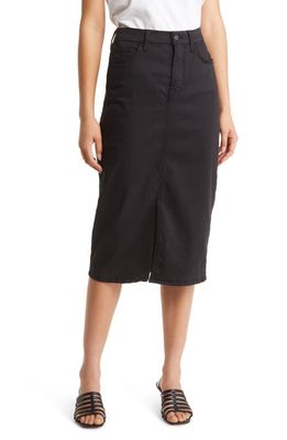 JEN7 by 7 For All Mankind Front Slit Sateen Pencil Skirt in Black