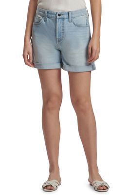 JEN7 by 7 For All Mankind High Waist Mid Length Rolled Denim Shorts in Kirra