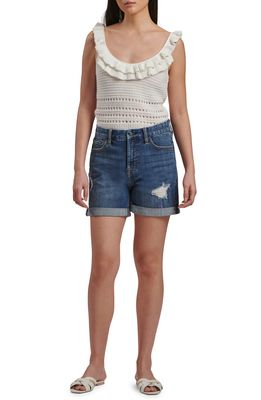 JEN7 by 7 For All Mankind High Waist Roll Cuff Denim Shorts in Farah