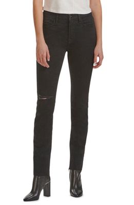 JEN7 by 7 For All Mankind Ripped Slim Straight Jeans in Black