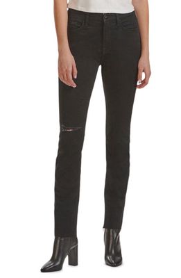 JEN7 by 7 For All Mankind Ripped Slim Straight Leg Jeans in Black