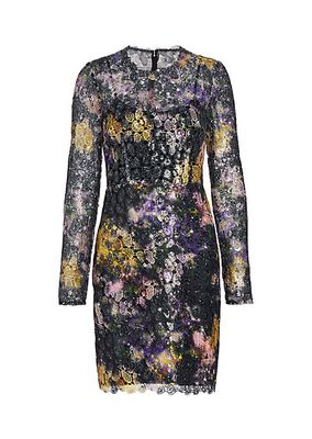 Jenna Floral Lace Long-Sleeve Minidress