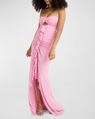 Jenna Strapless High-Low Ruffle Gown