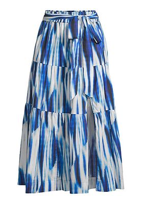 Jenni Abstract Cotton Tie-Waist Maxi Skirt