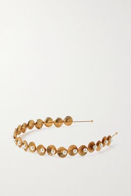 Jennifer Behr - Caspia Gold-plated Faux Pearl Headband - One size