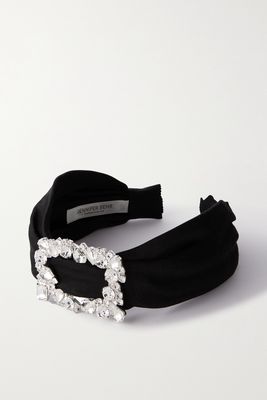 Jennifer Behr - Elisa Crystal-embellished Silk Headband - Black