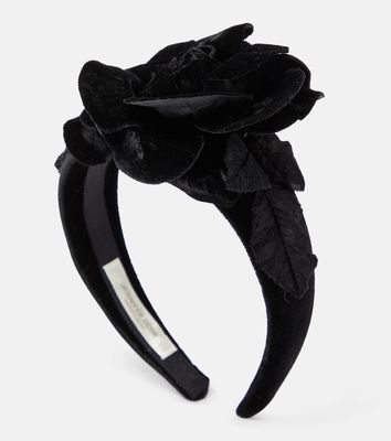 Jennifer Behr Kindra floral-appliqué velvet headband