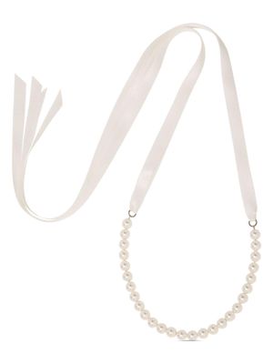 Jennifer Behr pearl-embellished ribbon tie necklace - White