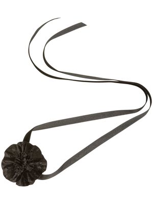 Jennifer Behr Posy velvet flower neck tie - Black