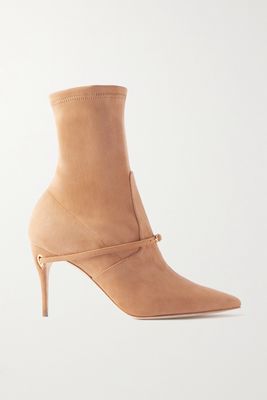 Jennifer Chamandi - Alessio 85 Buckled Suede Ankle Boots - Brown