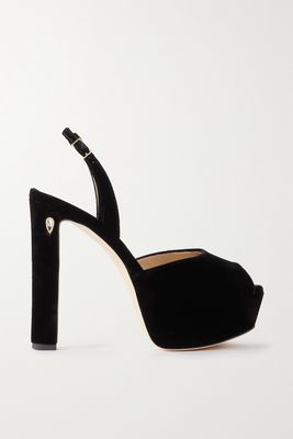 Jennifer Chamandi - Antonio 130 Velvet Platform Sandals - Black