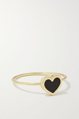 Jennifer Meyer - Extra Small Heart 18-karat Gold Onyx Ring - 7