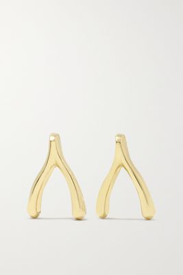 Jennifer Meyer - Mini Wishbone 18-karat Gold Earrings - one size