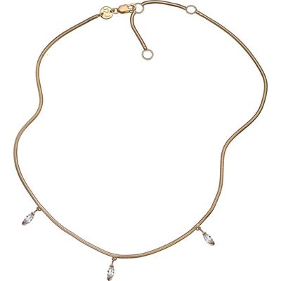 Jennifer Zeuner Bella White Sapphire Station Necklace in 14K Yellow Gold Plated Silver 