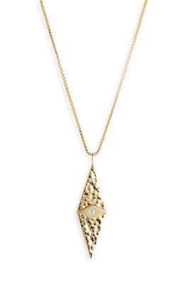 Jennifer Zeuner Catalina Hammered Pendant Necklace in 14K Yellow Gold Plated Silver