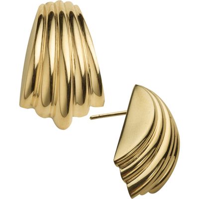 Jennifer Zeuner Cooper Textured Drop Earrings in Yellow Gold 