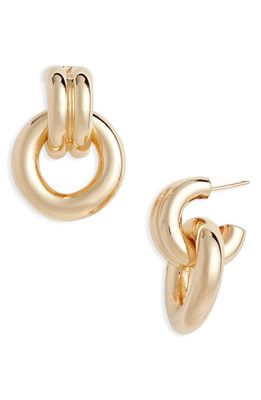 Jennifer Zeuner Gina Hoop Drop Earrings in Yellow Gold