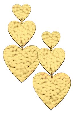 Jennifer Zeuner Justina Heart Drop Earrings in 14K Yellow Gold Plated Silver