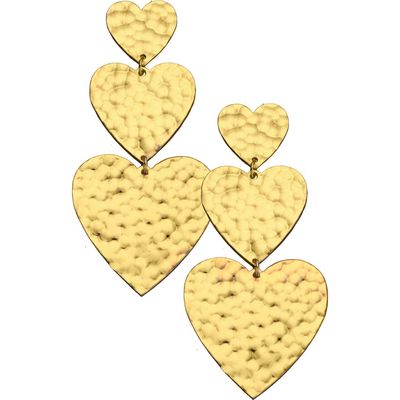 Jennifer Zeuner Justina Heart Drop Earrings in Yellow Gold 