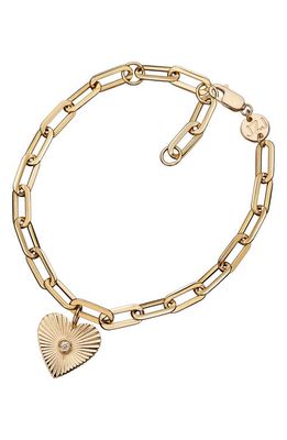 Jennifer Zeuner Malin Heart Charm Bracelet in 14K Yellow Gold Plated Silver