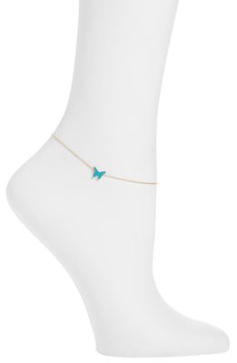 Jennifer Zeuner Mariah Butterfly Anklet in Yellow Gold/turquoise