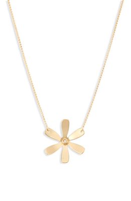 Jennifer Zeuner Paula Diamond Centered Flower Pendant Necklace in Gold Vermeil