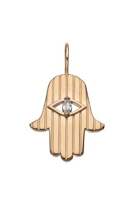 Jennifer Zeuner Sari Hamsa Charm in 14K Yellow Gold Plated Silver