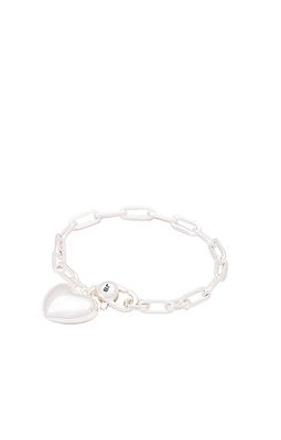 Jenny Bird Puffy Heart Bracelet in Metallic Silver.