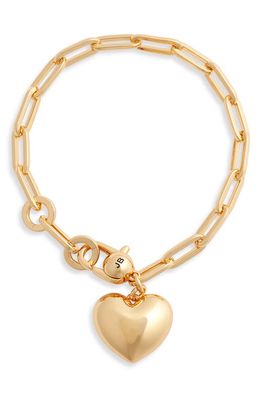 Jenny Bird Puffy Heart Charm Paper Clip Chain Bracelet in Gold