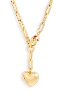 Jenny Bird Puffy Heart Charm Paper Clip Chain Necklace in Gold