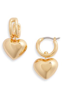 Jenny Bird Puffy Heart Drop Earrings in Gold