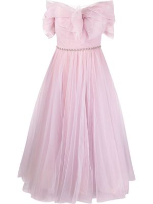Jenny Packham bow-detailed chiffon midi dress - Pink