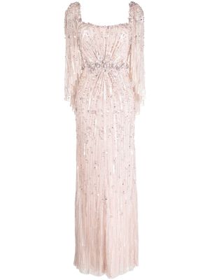 Jenny Packham Brightstar floral-appliqué fitted dress - Pink