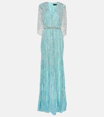 Jenny Packham Coralia caped embellished gown
