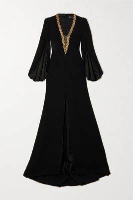 Jenny Packham - Cozumel Embellished Crepe Gown - Black